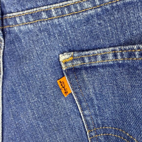 VTG Levi's Cut Off Distressed Raw Hem Denim Blue Shorts ORANGE TAB 30" Waist - Picture 4 of 6